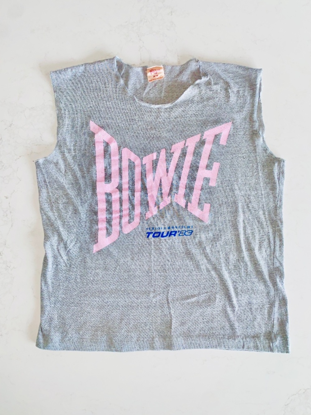 Vintage 1983 David Bowie Serious Moonlight Canada Tour Sleeveless Tee Sz Medium